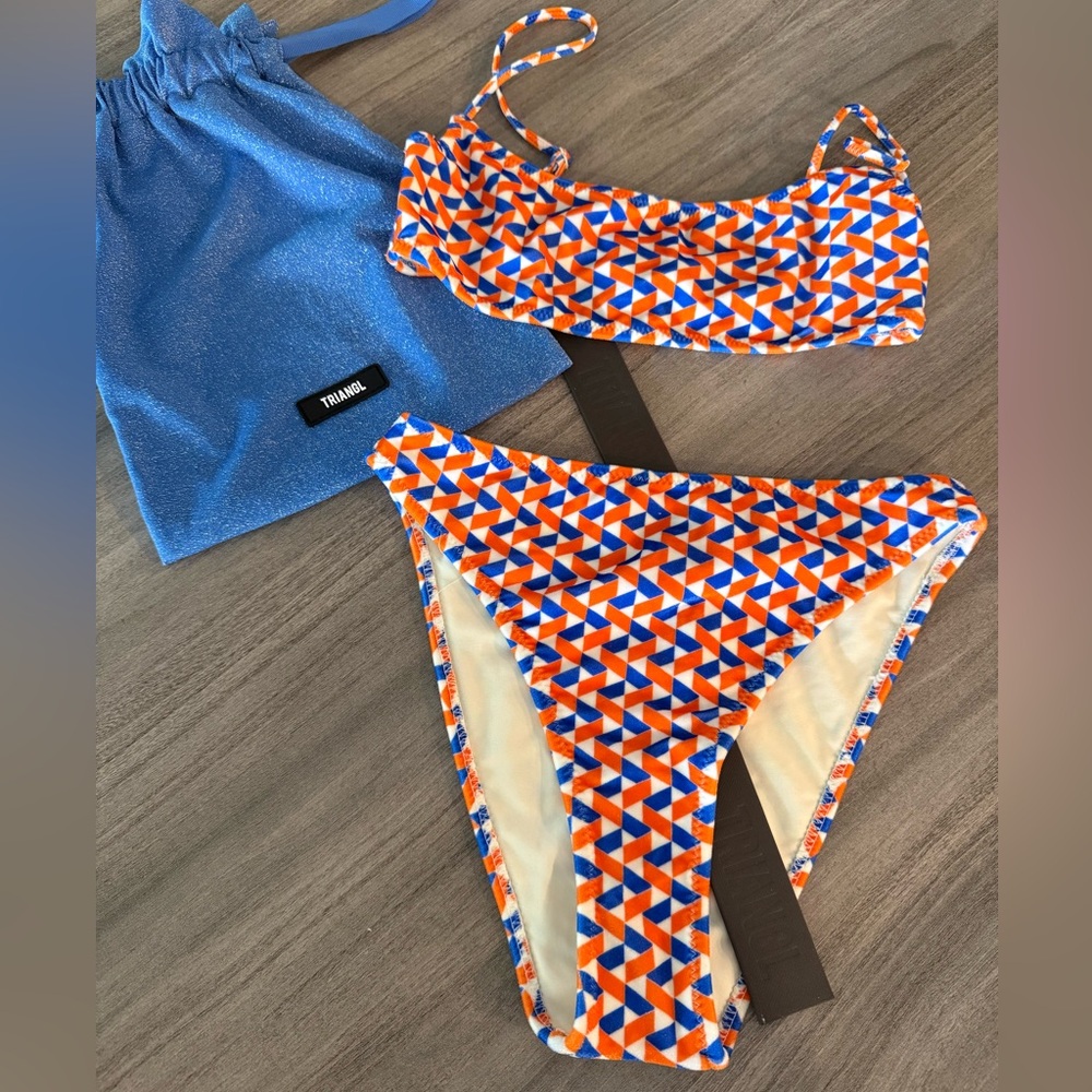 Triangl Swimwear Orange and Blue Bikini